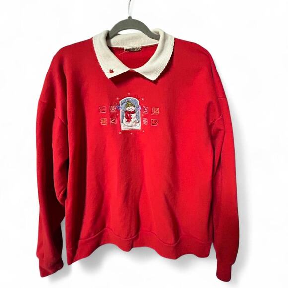 Other Sweaters - Vintage 90s grandmacore collared holiday Christmas crewneck sweatshirt